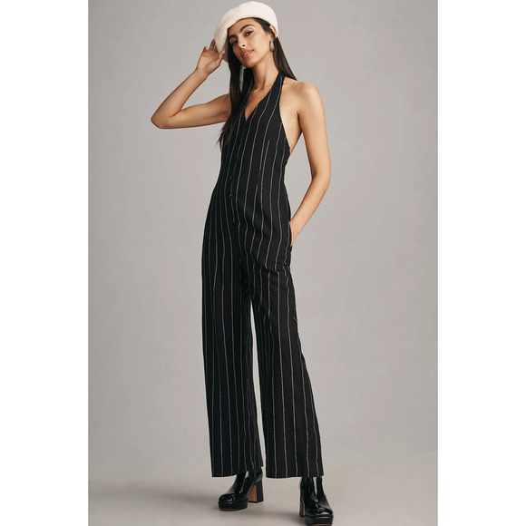 Anthropologie Little Lies Pinstripe Jumpsuit - New Small - Picture 1 of 5